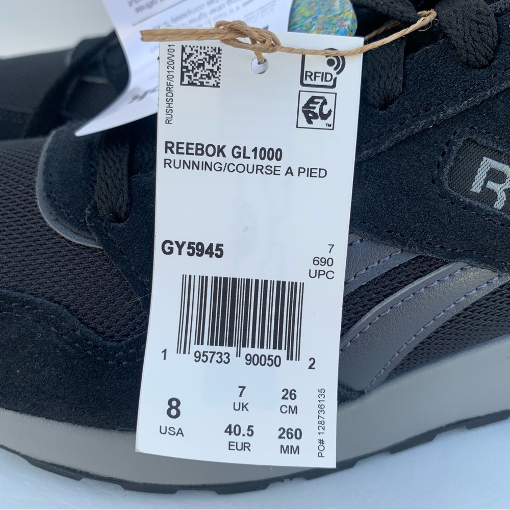 New Reebok Unisex GL 1000 Comfort Footbed size 8 Men / Women 9 Black/Grey - Picture 12 of 16